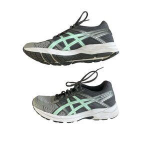 ASICS Gel Contend 4 Gray Mint Green Athletic Tennis Shoes Women’s Size 6.5